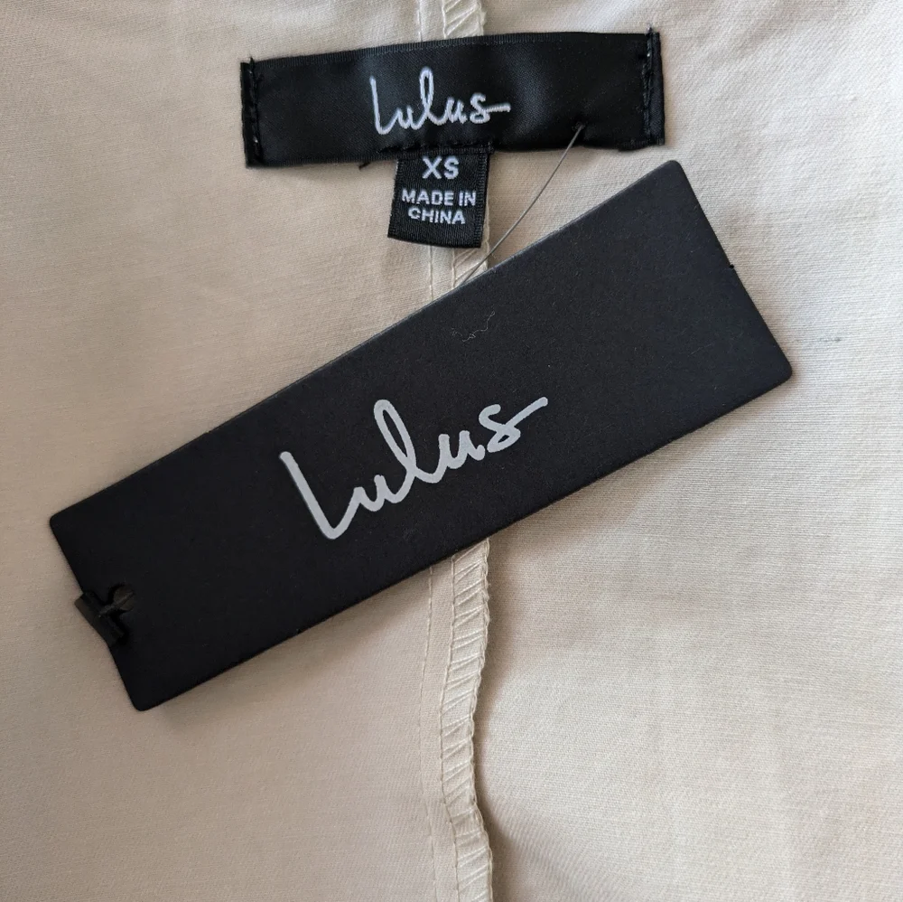 NWT Lulus Women's Cream Double-Breasted Coat - Picture 7 of 7